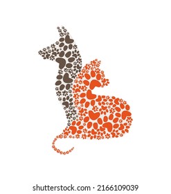 Dog and cat logo silhouette. Paws elements.