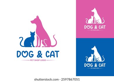 Dog and cat logo, Simple pet shop logo design