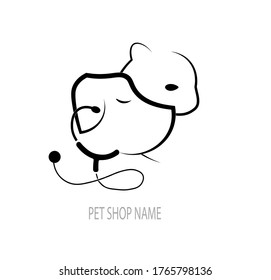 
dog cat logo with a stethoscope. logos for pet stores / animal clinics