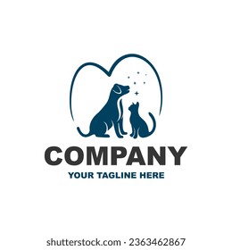 Plantilla de logotipo Perro y Gato. diseño plano, sencillo y silueta. Ilustrador vector. Adecuado para sus necesidades de diseño, logotipo, ilustración, animación, etc.