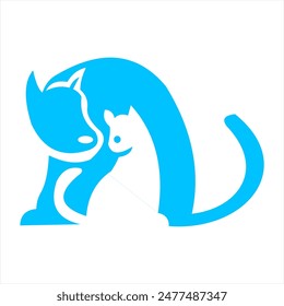 dog and cat logos become one vector 