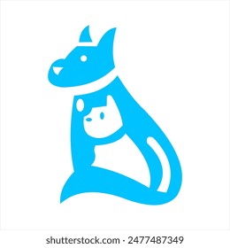 dog and cat logos become one vector 