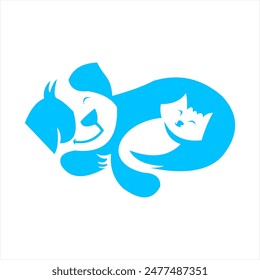 dog and cat logos become one vector 