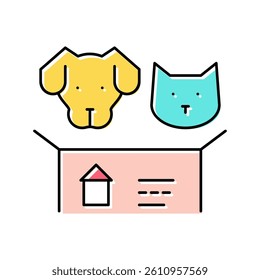 dog and cat looking new house color icon vector. dog and cat looking new house sign. isolated symbol illustration