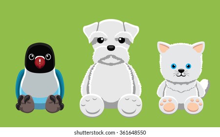 Dog Cat Lovebird Pet Doll Cartoon Vector Illustration 10