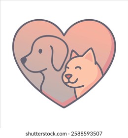 dog and cat loves logo vector in white  background