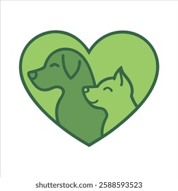 dog and cat loves logo vector in white  background