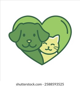 dog and cat loves logo vector in white  background