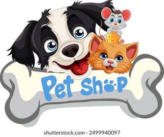 Perro, gato y ratón en armonía