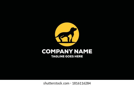 Dog With Cat In Negative Space Vector Logo Design Inspiration