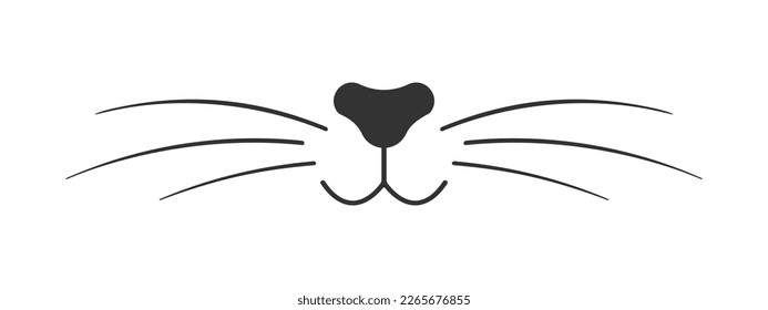 Dog or cat nose, mouth and whiskers. Signboard design for pet grooming and bathing salon or domestic animals store isolated on white background. Vector graphic illustration
