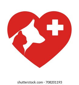 dog and cat on the background of the heart