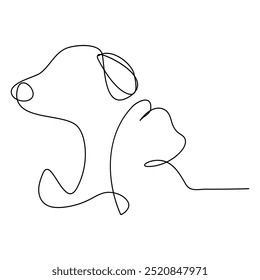 Perro y gato una línea continua. Línea de arte Perro y gato silueta. Arte vectorial dibujado a mano. Dibujo de gato y perro en un Vector de boceto de línea continua
