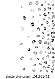 Dog or cat paw black footprint, isolated on white background. Doggo or kitten foot steps vector silhouette. Cute animal background of paw foot print for business or marketing purposes.