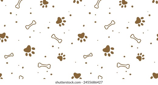 Dog, cat paw and bone seamless pattern vector illustration. Animal, pet, wallpaper, white, background