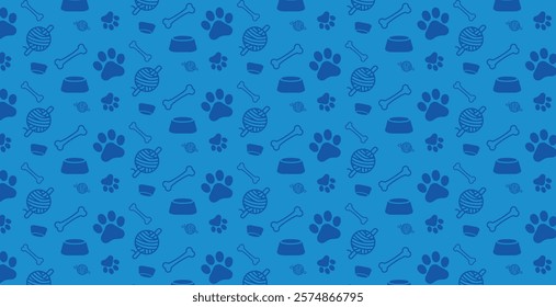 Dog, cat paw and bone seamless pattern vector illustration. Animal, pet, wallpaper, white, background