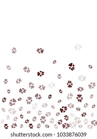 Dog or cat paw brown footprint, isolated on white background. 