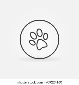 Dog Or Cat Paw In Circle Vector Icon Or Symbol In Thin Line Style