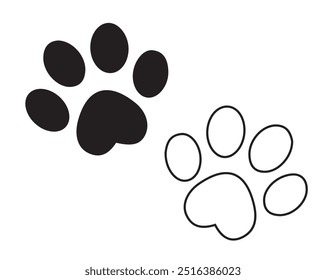 Dog and cat paw icon. Illustration Foot icon with adorable animal. Vector illustration isolated on white background.