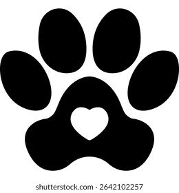 Dog or Cat Paw Icon Print. Paw Pet Silhouette Icon