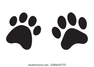 Dog and cat paw icon vector footprint on white background
