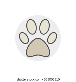 Dog or cat paw icon. Vector colorful animal footprint concept sign or logo element