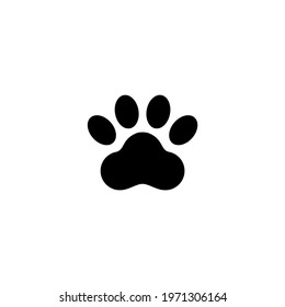 Dog or Cat Paw Print, Animal Foot. Flat Vector Icon illustration. Simple black symbol on white background. Dog or Cat Paw Print, Animal Foot sign design template for web and mobile UI element.