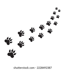 Dog or Cat Paw Print, Animal Foot. Flat Vector Icon illustration. Simple black symbol on white background.