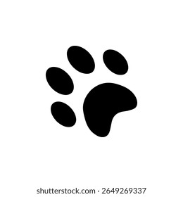 Dog or Cat Paw Print, Animal Foot Solid Flat Vector Icon Isolated on White Background.