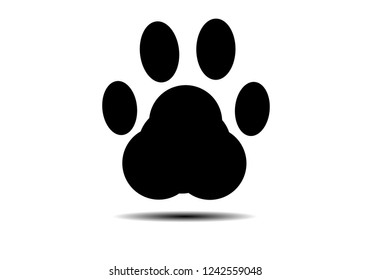 Dog or cat paw print flat vector icon for animal apps and website.