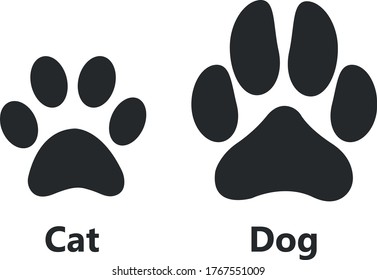 La pata de perro y gato imprime un icono plano para aplicaciones y sitios web para animales