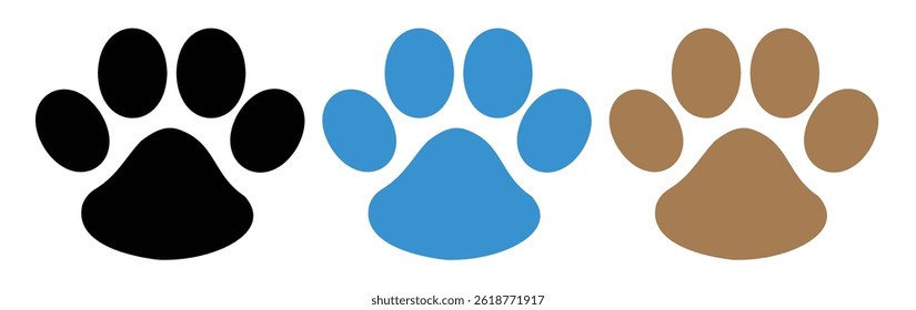 Dog or cat paw print flat icon for animal Paw vector foot trail of cat