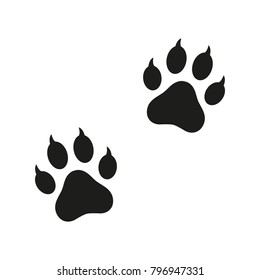 Dog or cat paw print flat icon for animal apps and websites