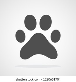 Dog or cat paw print icon. Vector illustration. Paw print sign in flat design isolated