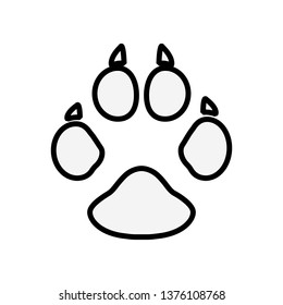 Dog or cat paw print line art vector icon for animal apps and websites