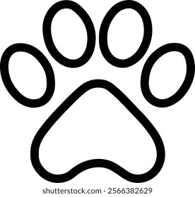 Dog or cat paw print outline icon for animal apps