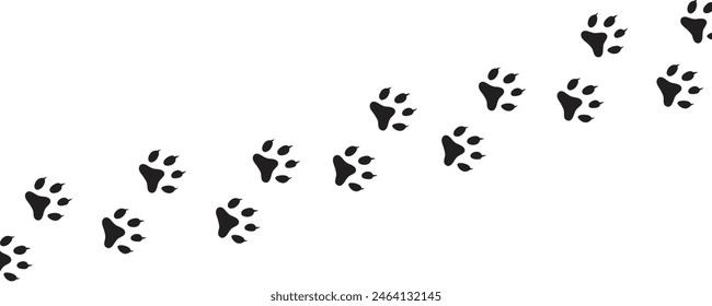 Dog or cat paw print set. Paw foot trail print of animal.