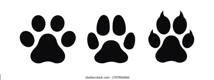 Dog and cat paw print vector icon