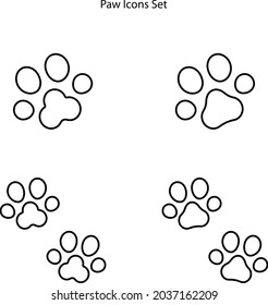 dog and cat paw print vector icons. Paw of an animal, canine footprints.