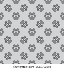Perro o traza de gato Imprimir el patrón o fondo de la imprenta vectorial gris sin costura
