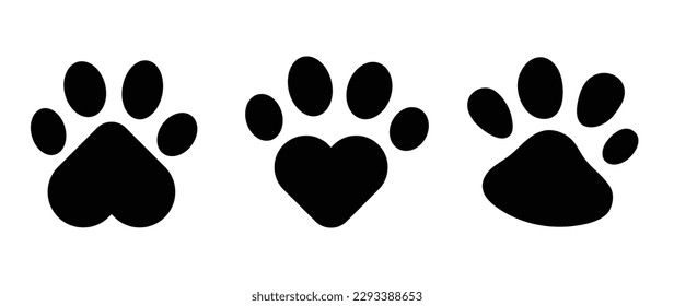 Dog and cat paw print vector illustrations