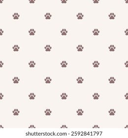 Dog or cat paw print, vector seamless pattern