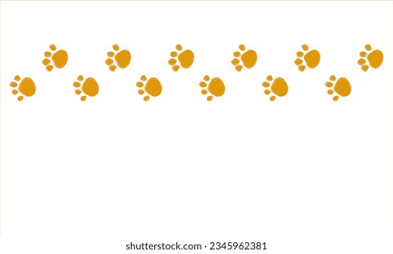 Dog or cat paw prints .Cute paw prints .Orange colored footprints .Step silhouette