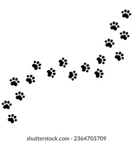 Dog Cat paw Prints Path, pet footprints along the path pixel art style