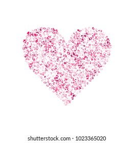 Dog or cat paw red footprint, isolated on white back layer. Doggo, puppy or kitten love pink foot steps vector silhouette. Heart shaped animal background of paw footprint for illustration or design.
