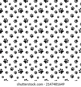 Dog and Cat paw seamless pattern vector doodle abstract animal footprint background for fabric, texture and wallpaper illustration for digital and print materials.