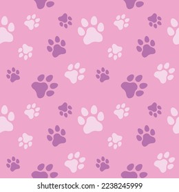 Dog and Cat paw seamless pattern vector doodle abstract animal footprint background for fabric, texture and wallpaper illustration for digital and print materials.
