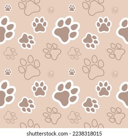 Dog and Cat paw seamless pattern vector doodle abstract animal footprint background for fabric, texture and wallpaper illustration for digital and print materials.
