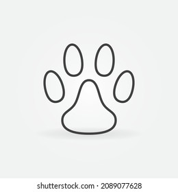 Dog or Cat Paw vector Footprint concept icon or symbol in thin line style