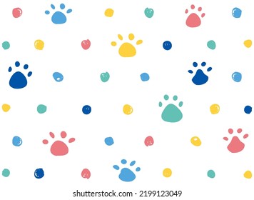 dog and cat paws background with dot backdrop